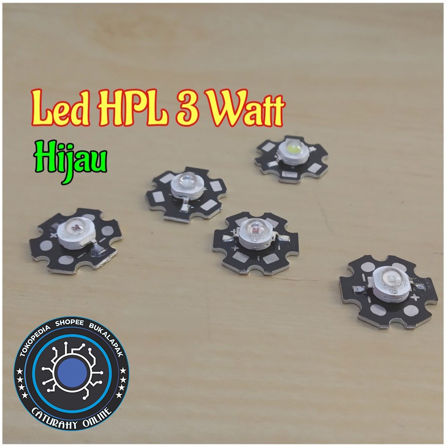 Jual led hpl Hijau 3 watt include heatsink lampu senter 3 w 3w green ...