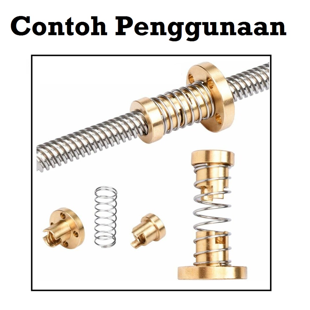 Jual [HAEBOT] Spring T Nut TNut T8 Lead Screw 8mm Leadscrew 8 Pitch 2mm ...