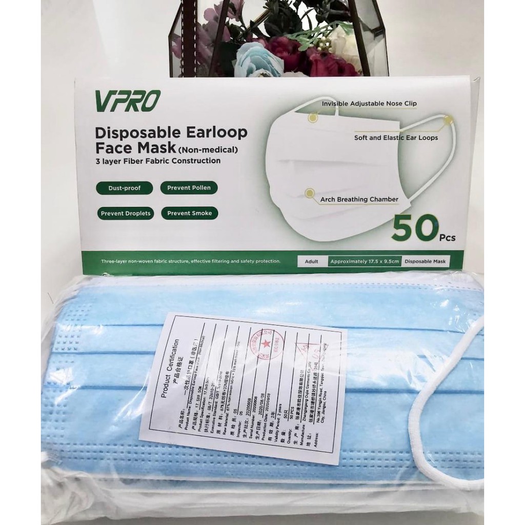 Jual MASKER 3 PLY VPRO/MURAH ISI 50 PCS | Shopee Indonesia