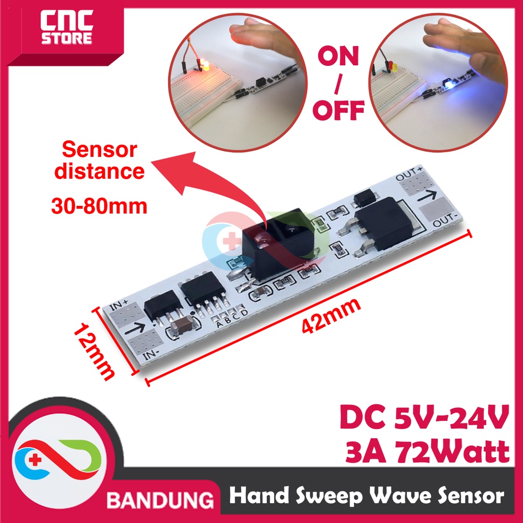 Jual HAND SWEEP WAVE SENSOR SWITCH MODULE 5V 12V 24V 72W | Shopee Indonesia