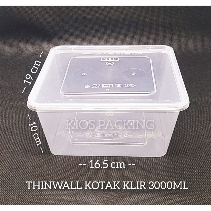 Jual Thinwall Klir 3000ml | Kotak Makan Plastik 3000 ml KLIR SQUARE SQ ...