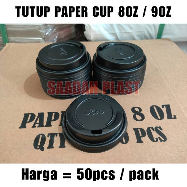 Jual Tutup paper cup 8OZ & 9OZ Hitam / tutup gelas kertas kopi | Shopee ...