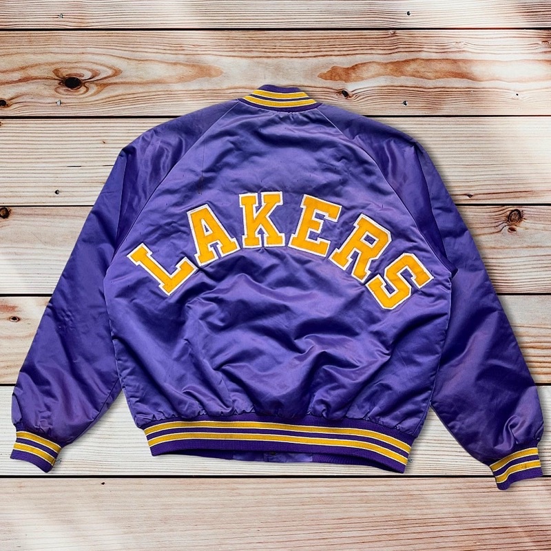 Vintage 80s LOS ANGELES LAKERS NBA Chalk Line Nylon Jacket L – XL3