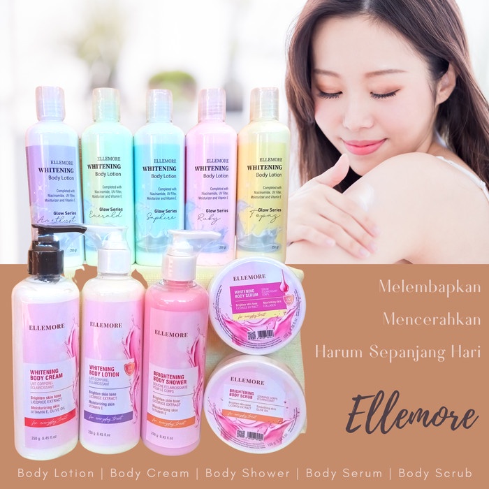 Jual ELLEMORE WHITENING Body Lotion, Body Shower, Body serum , Body