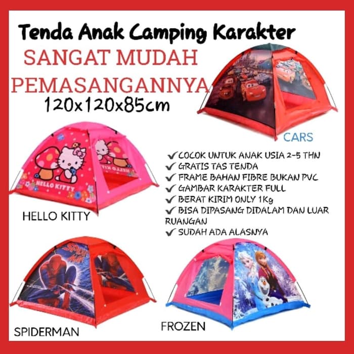 Jual Tenda anak karakter anak / TENDA ANAK SPIDERMAN / TENDA ANAK LAKi-laki  / Tenda Anak Perempuan / TD01 Tenda Anak Karakter - Tenda Bermain Anak -  Rumah Mainan / Tenda Frozen /