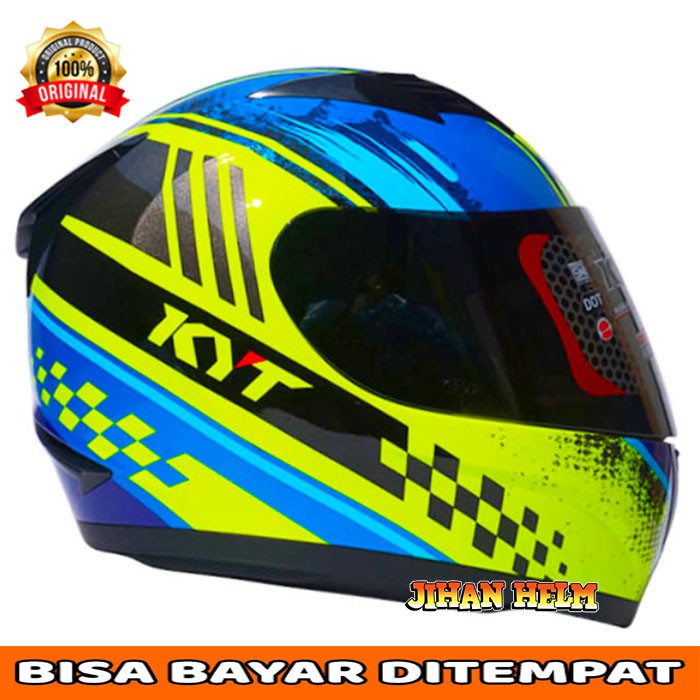 Jual HELM KYT ORIGINAL / KYT R10 / HELM KYT FULL FACE R10 4 YELLOW FLUO BLUE TERMURAH Shopee