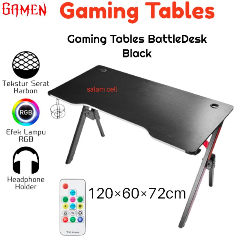 Jual Meja Game GAMEN Gaming Table Battle Desk RGB Black / Meja Komputer ...