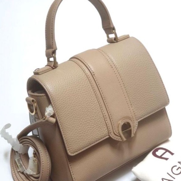 Aigner Classic Anthena Handle Top Bag Taupe