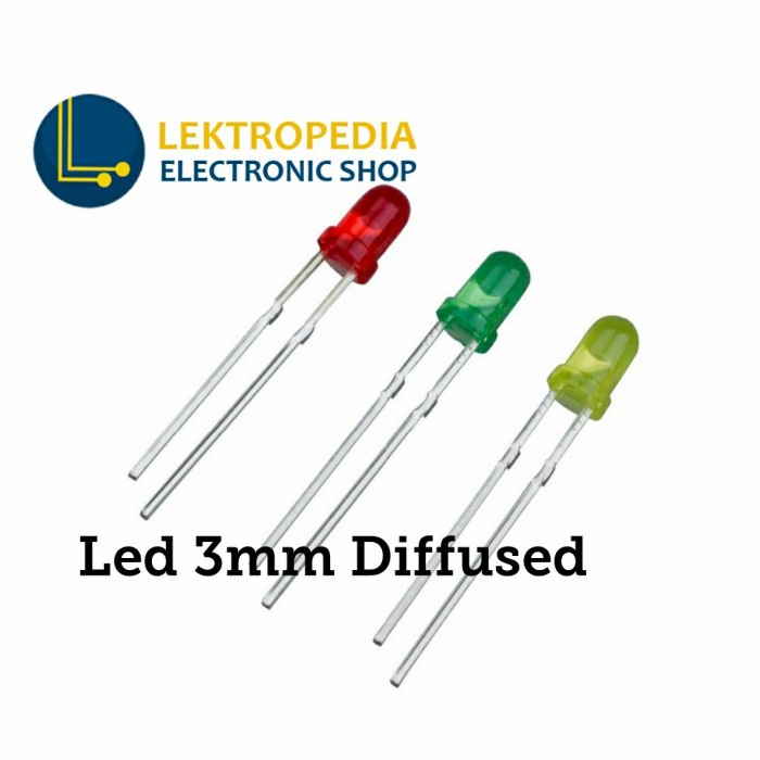 Jual Led 3mm diffused merah hijau kuning lampu kecil diode red green ...