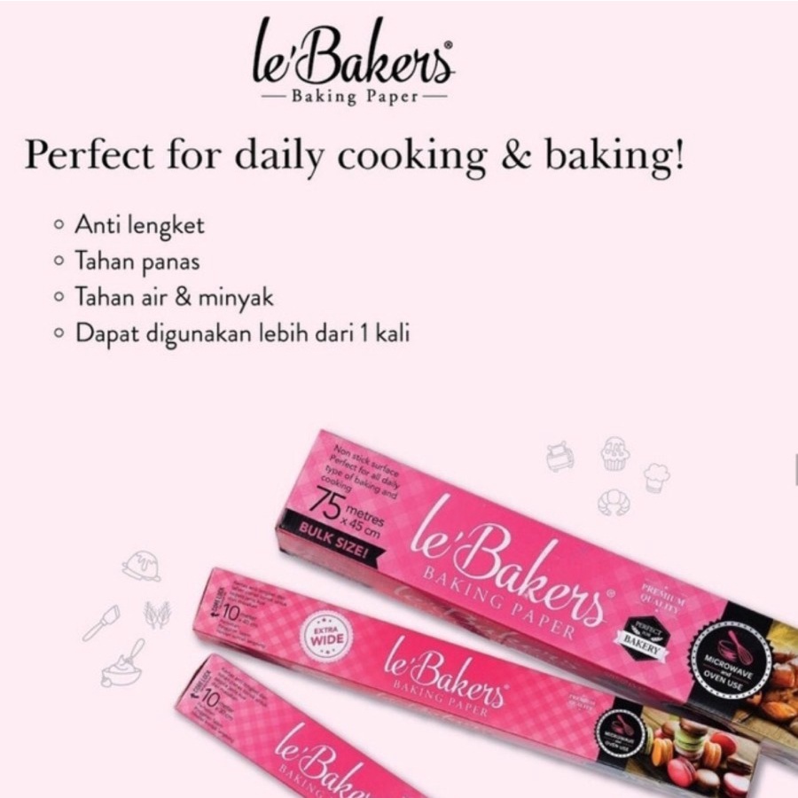 Jual Le Bakers ROLL PINK 30cm x 10m Baking Paper Kertas Roti Kertas ...