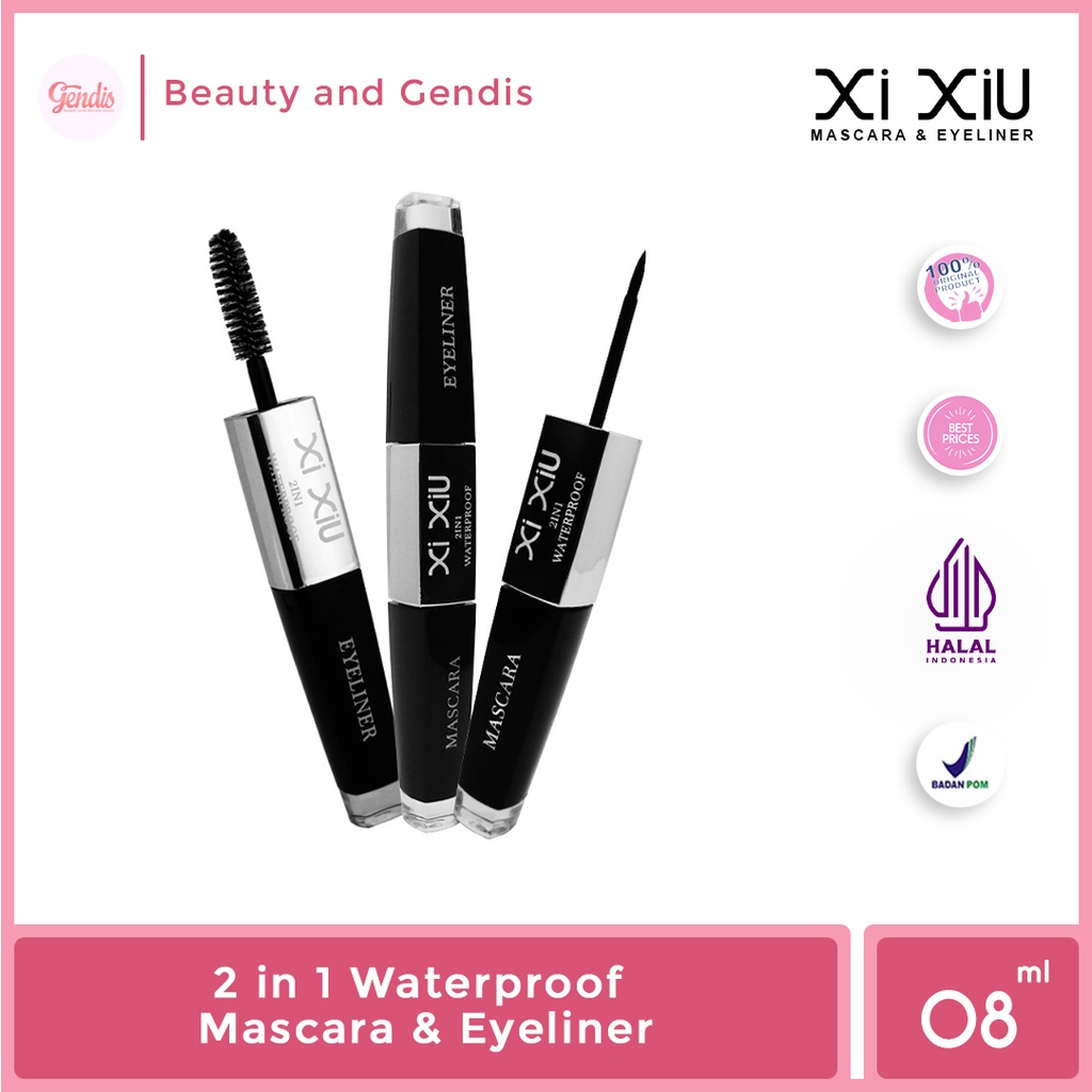 Jual Xi XiU 2 in 1 MASCARA & EYELINER / Maskara Eyeliner 2 in 1 Black Marimar Waterproof