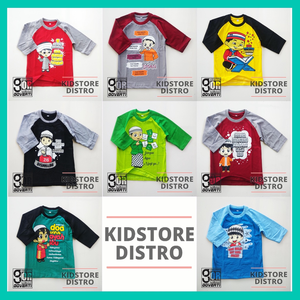 Jual Kaos Anak Islami / Kaos Dakwah Anak Muslim / Baju Kaos Anak Tema