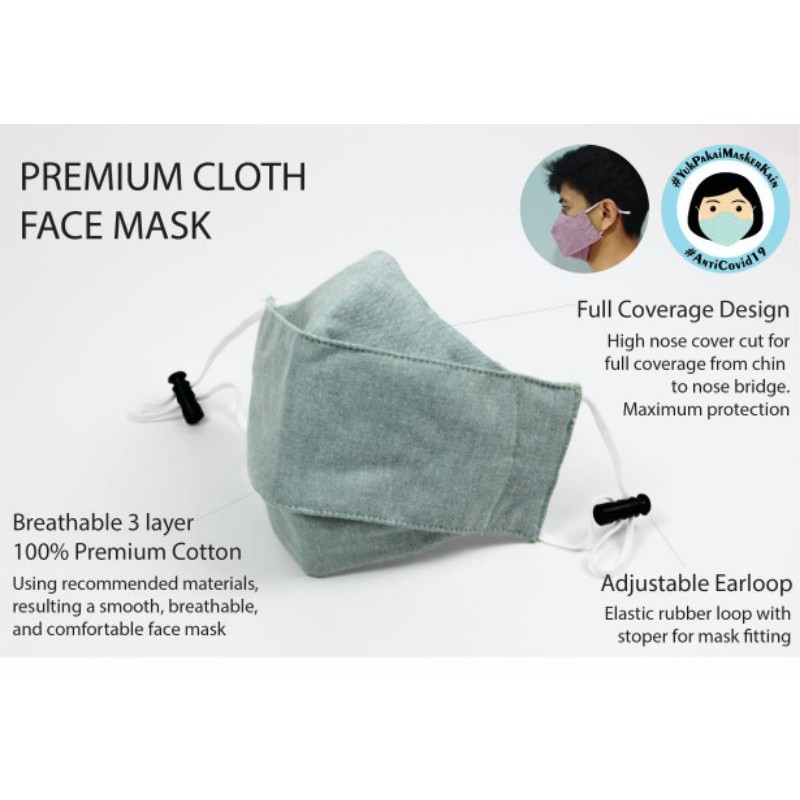Jual Masker Kain 3 Lapis 3ply Masker Kain Adjustable 3D Premium Mask ...