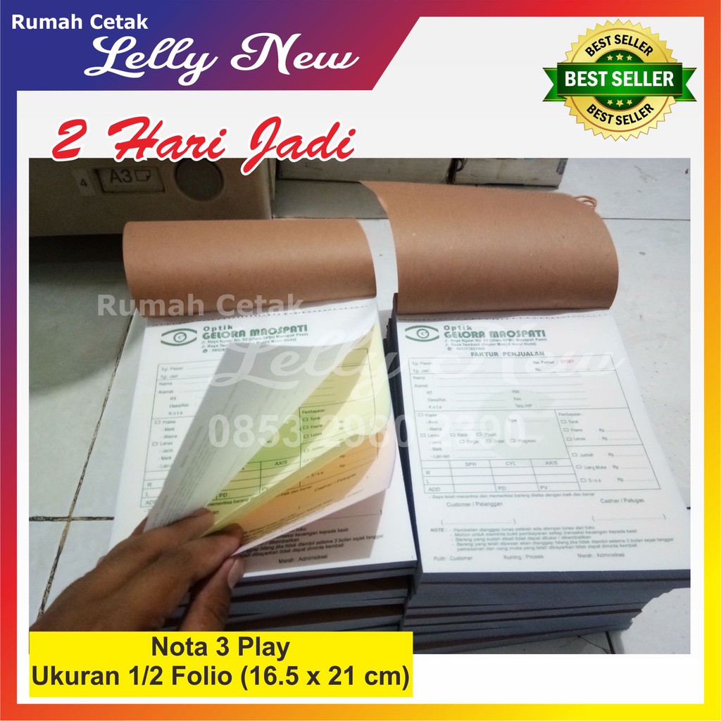 Jual Nota NCR Rangkap 3 Ukuran 1/2 Folio (16.5 x 21 cm) | Shopee Indonesia