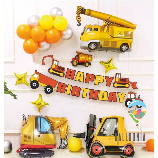 Jual SET Foil Balloon Construction Banner / Dekorasi Balon Mobil Truk ...