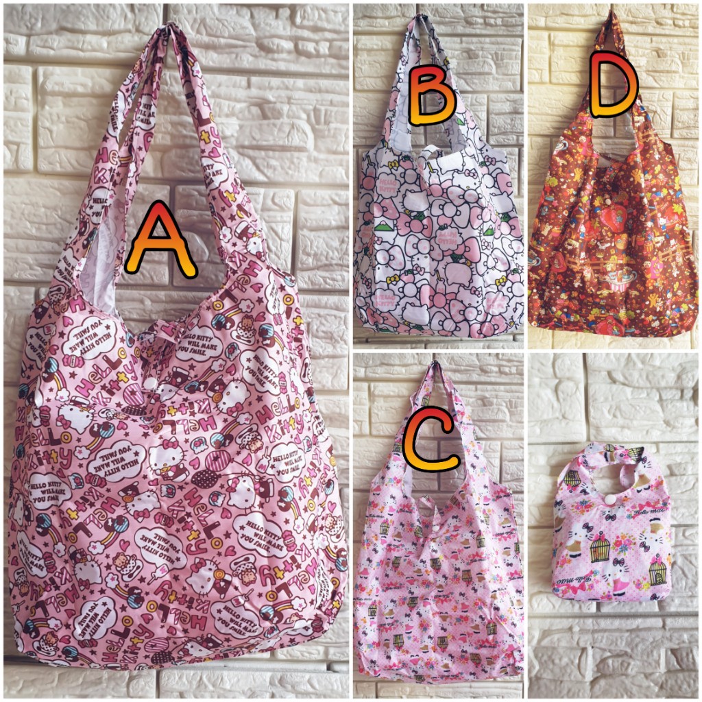 Jual SHOPPING BAG LIPAT KARAKTER BAHAN PARASUT (40X10.5X34) Shopee