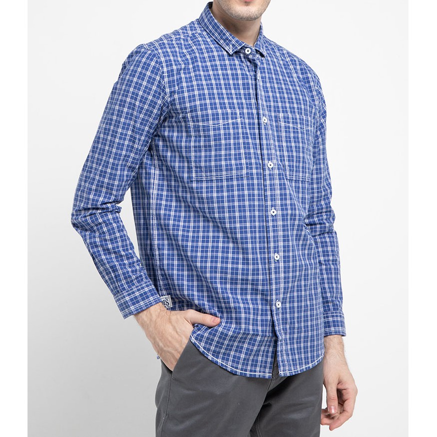 Lois Checked Print Kemeja Lengan Pendek Pria