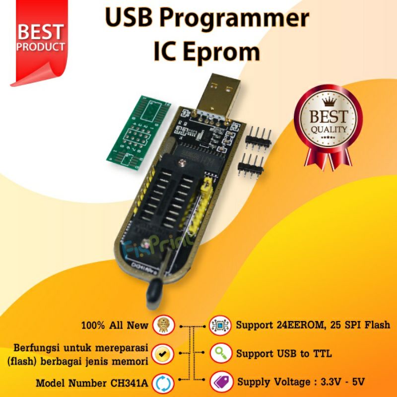 Jual IC BIOS FLASH EEPROM USB EPROM ROM PROGRAMMER WRITER 24 25 CH341 ...