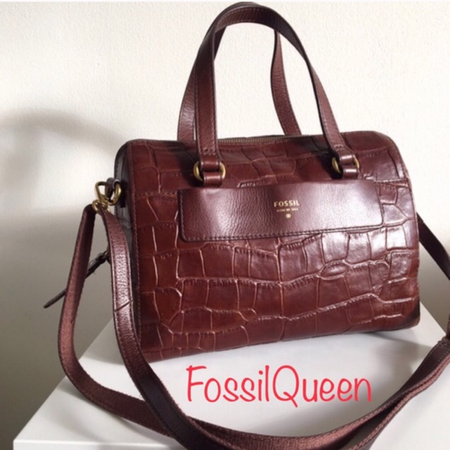 Tas FOSSIL ORIGINAL PRELOVED AMANDA Croco Satchel Selempang Full Leather LIKE NEW