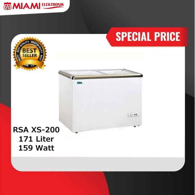 Jual RSA XS-200 / XS200 Sliding Flat Glass Freezer 170 Liter 170 Watt ...