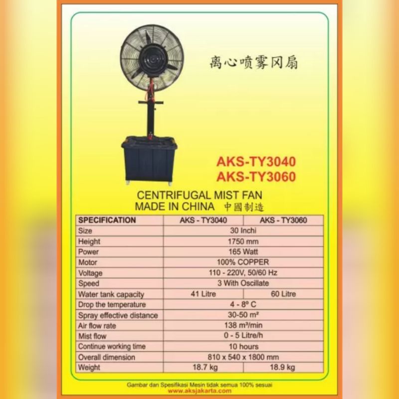 Jual Centrifugal Mist fan AKSTY3060 Shopee Indonesia