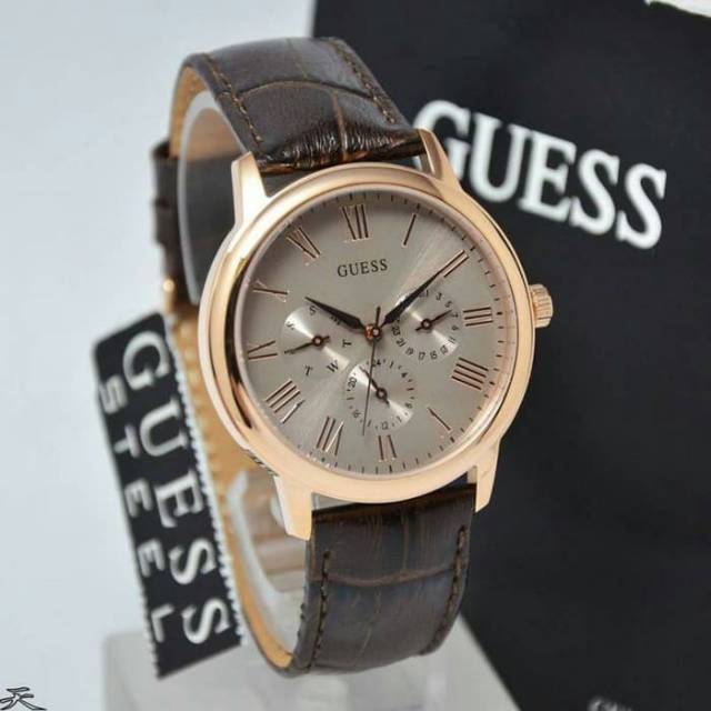 Jam Tangan Pria Guess W0496G1 Leather Original Murah