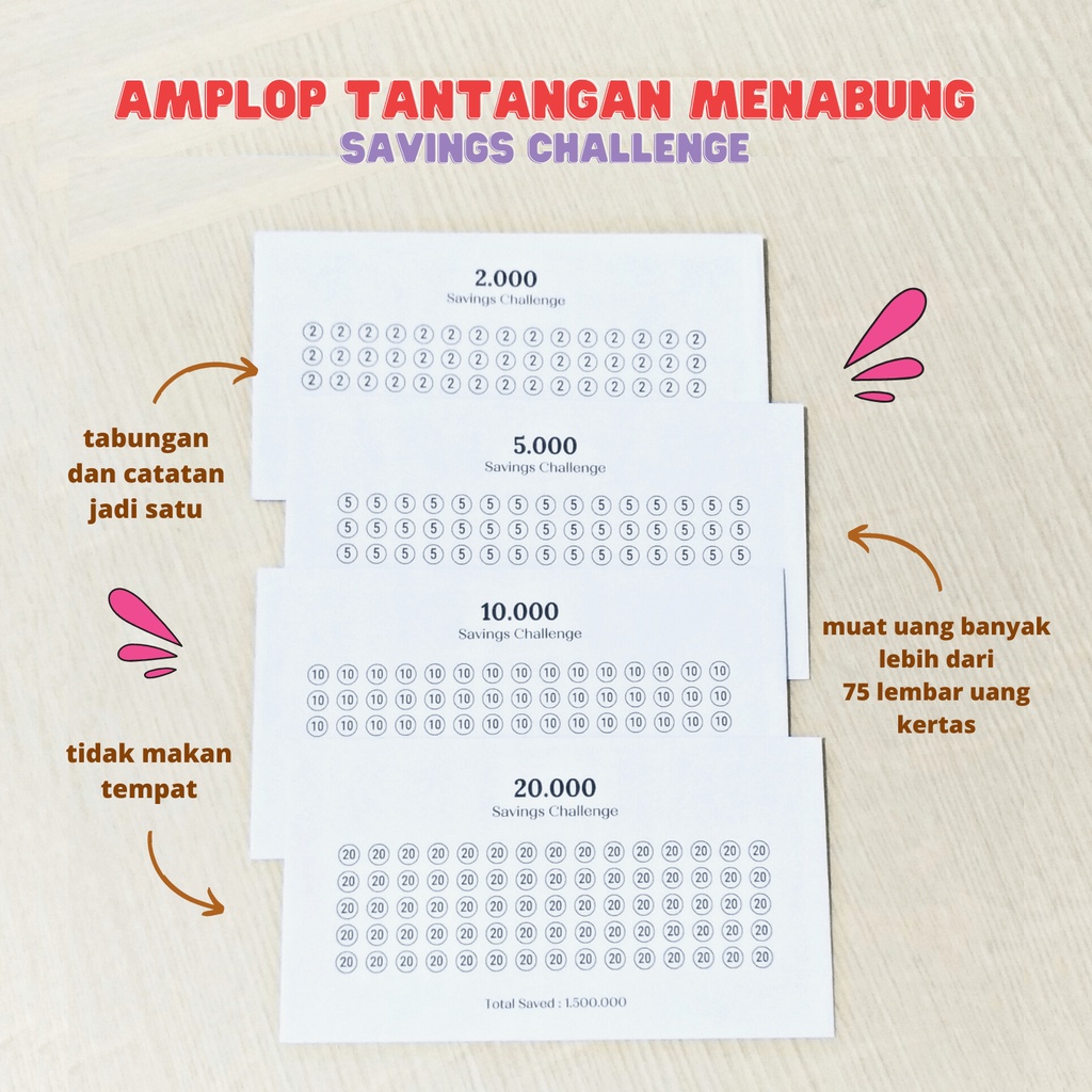 Jual Amplop Target Savings Challenge Tantangan Menabung Tabungan