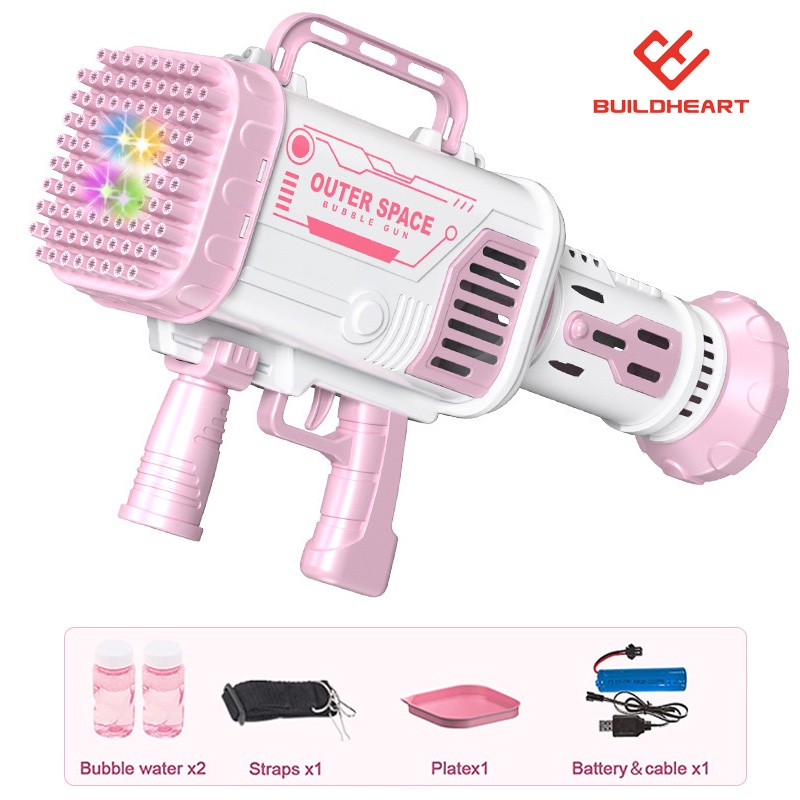 Jual BUILDHEART Mainan Bubble Gun/Pistol Gelembung/60 Lubang Gatling ...
