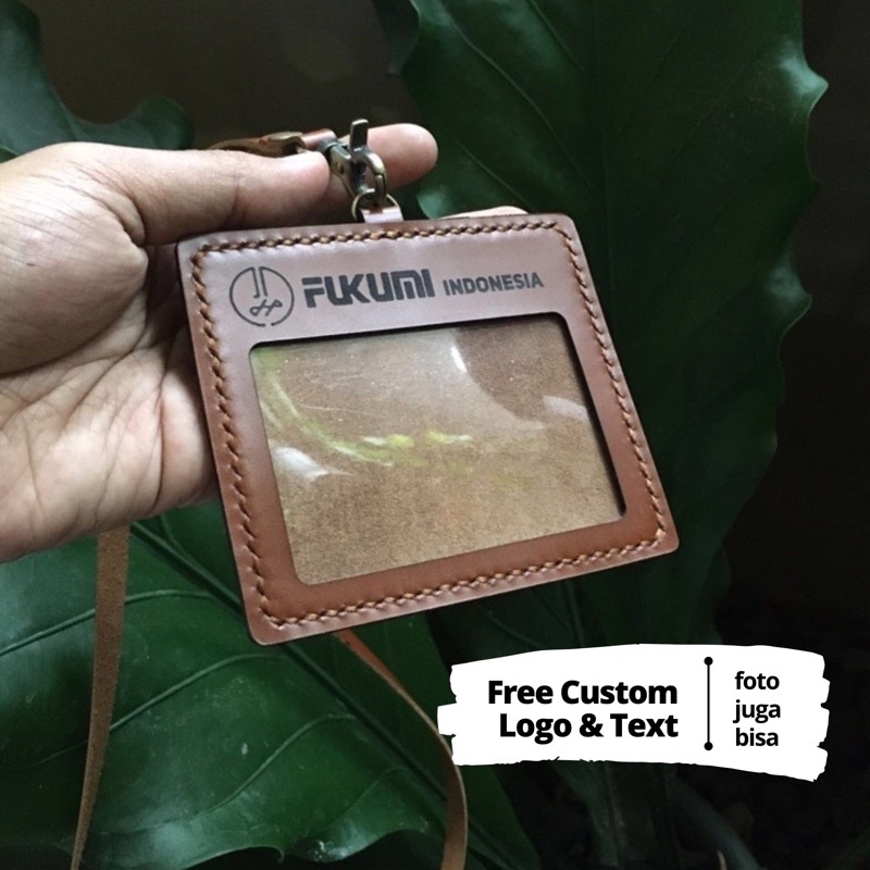Jual ID Card kulit custom ID Card Holder Landscape Free custom logo