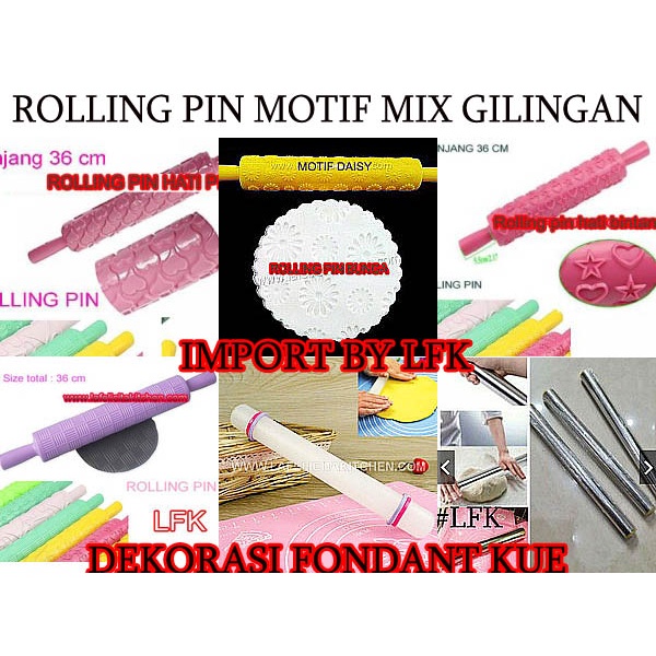 Jual PREMIUM IMPORT ROLLING PIN MOTIF DEKORASI CAKE KUE ALAT FONDANT ...
