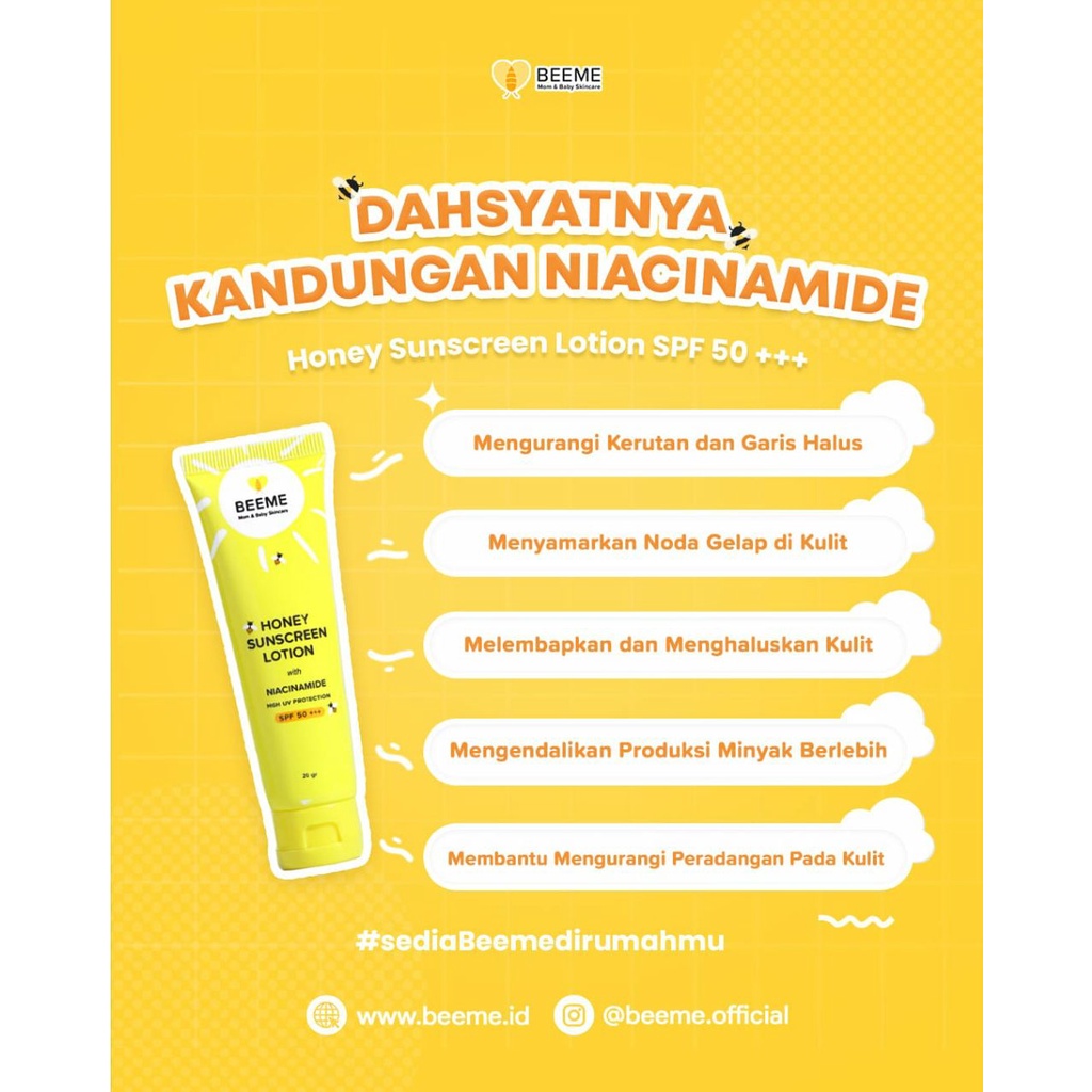 Jual BEEME HONEY SUNSCREEN LOTION WITH NIACINAMIDE SPF 50 +++ Shopee