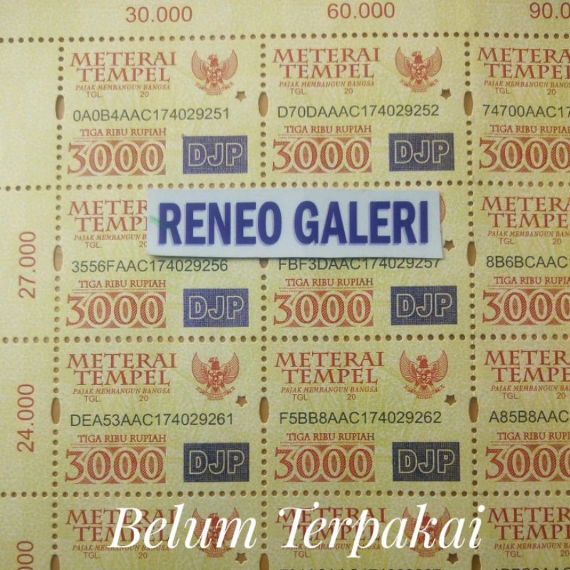 Jual 1 Potong Materai Tempel Djp Rp 3000 Rupiah Tahun 2009 2010 2011