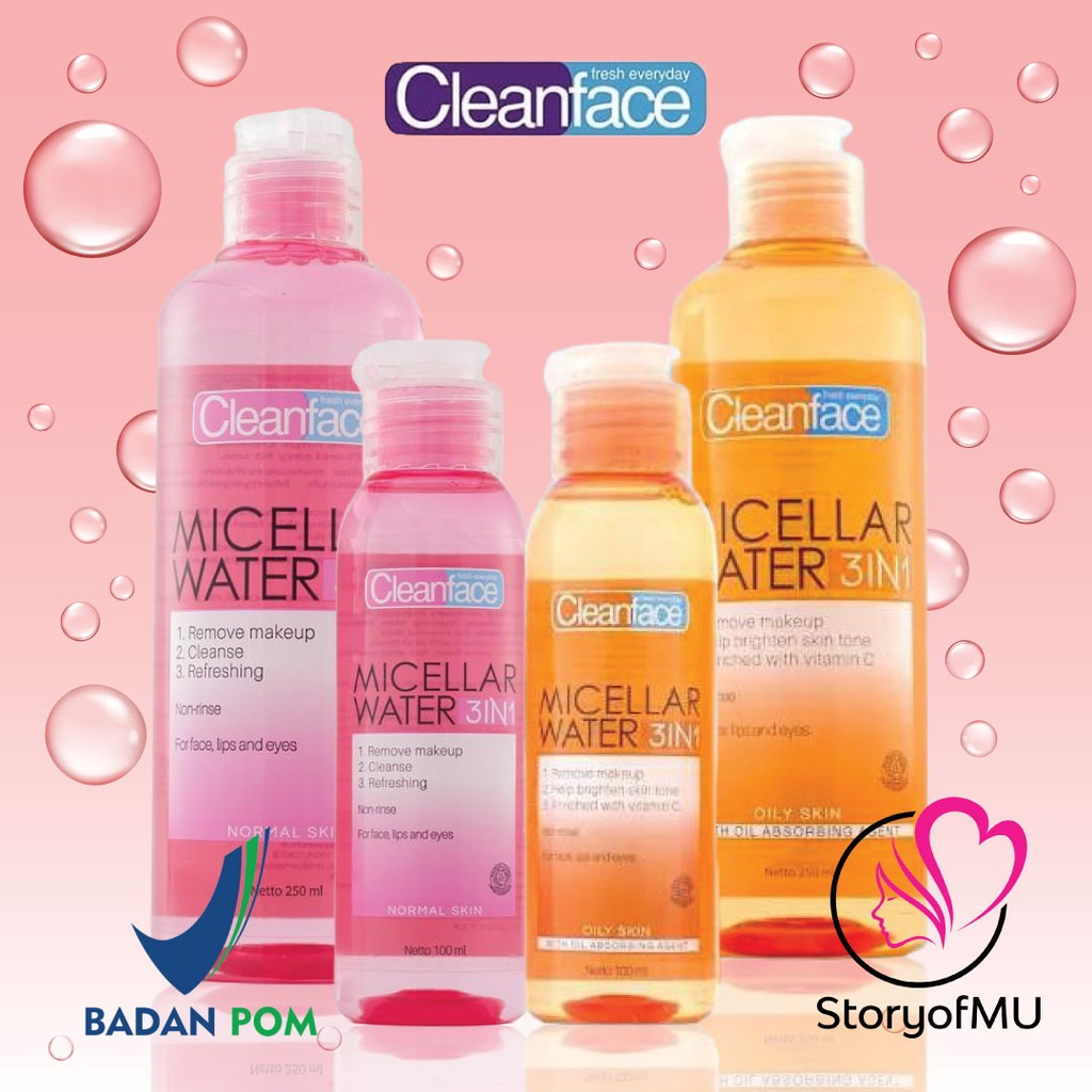 Jual CLEANFACE Purbasari Clean Face Micellar Water 3in1 Normal Oily Skin 100ml 250ml