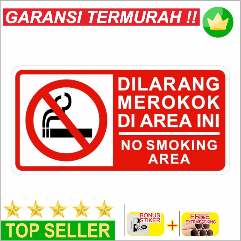 Jual Promo Rambu Sign Dilarang Merokok No Smoking 40cm X 20cm Plat Alumunium Keren Shopee 4761