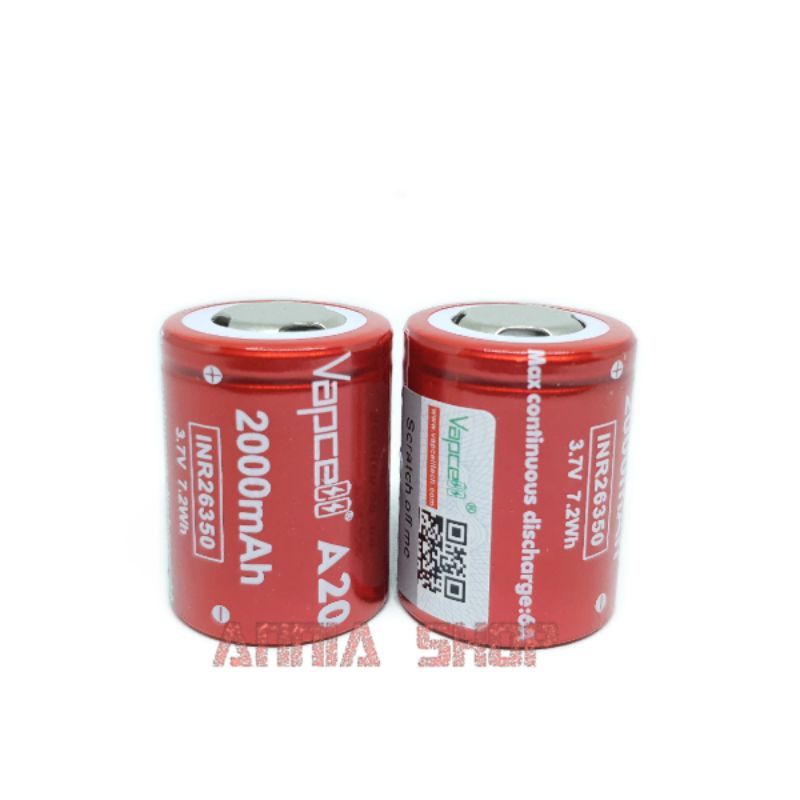 Jual VAPCELL A20 26350 2000mAh 6A MOZA MT04 EA01S BATTERY 3.7 VOLT ...