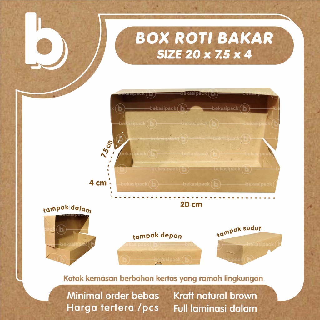 Jual Box Roti Bakar Kraft Foodgrade 20x7.5x4 I BRBKF00243 | Shopee ...