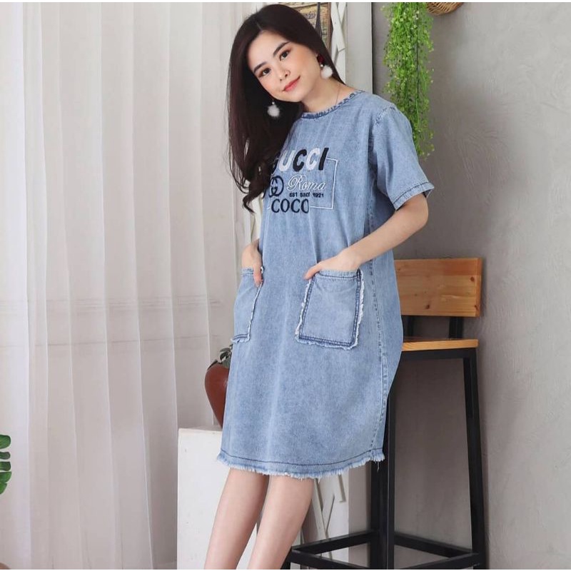 Denim dress hot sale shopee