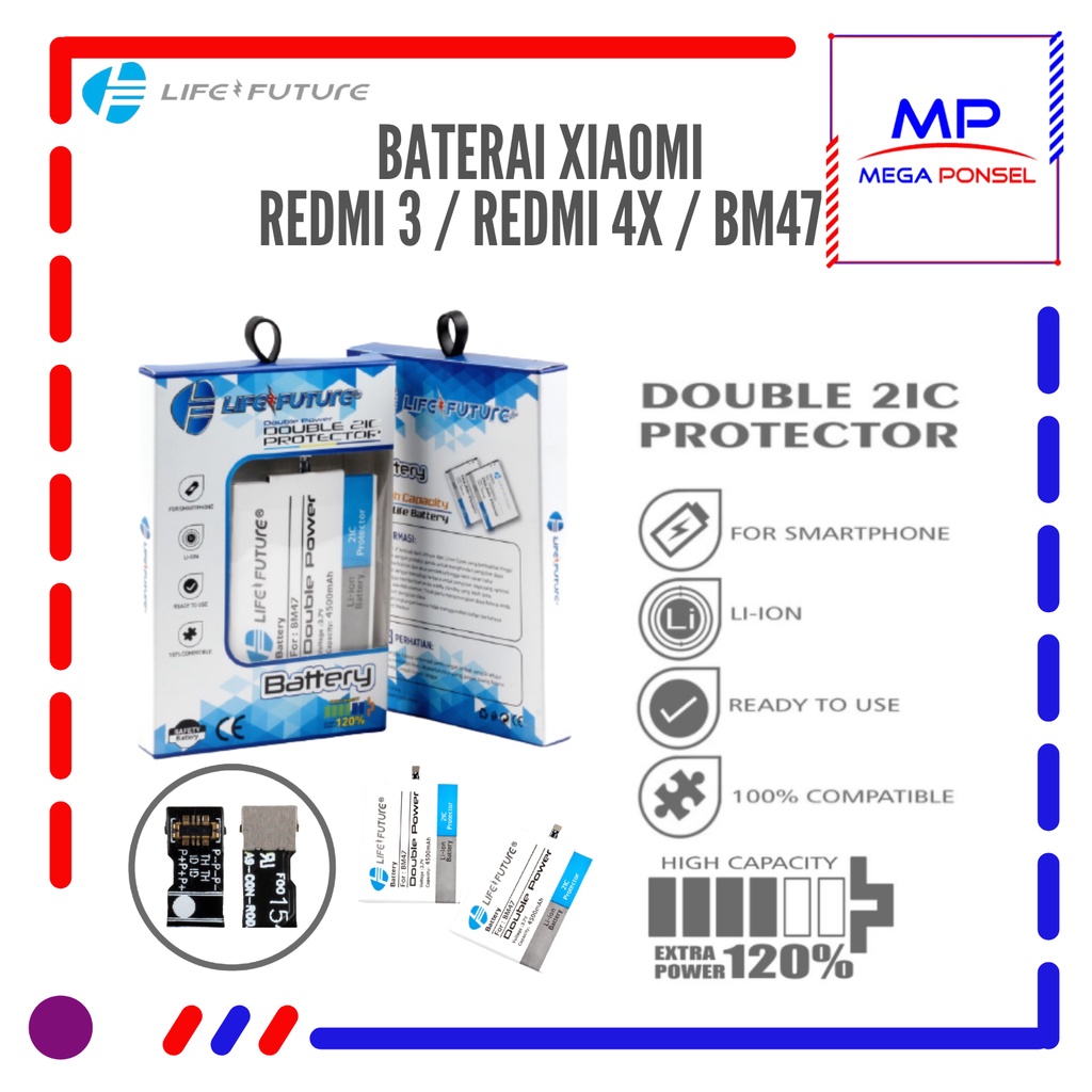 Jual Baterai Xiaomi Redmi 3 / Redmi 4X / BM47 Life Future - Mega Ponsel ...