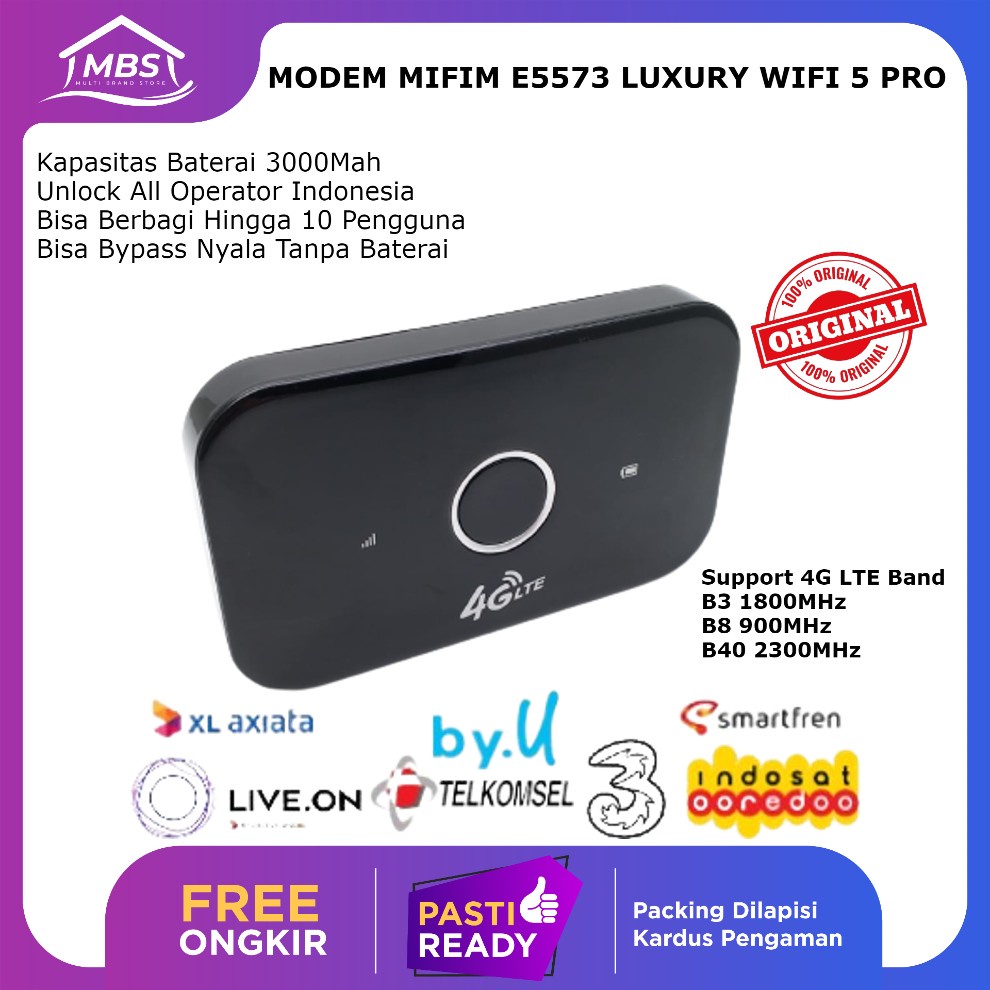 Jual Modem Mifi E5573 Luxury Wifi 5 Pro Baterai 3000Mah Bypass Nyala