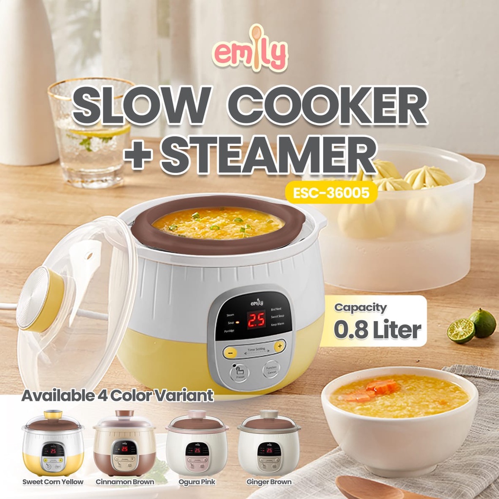 Jual Makassar Emily Slow Cooker + Steamer 0.8L Mpasi Food Processor