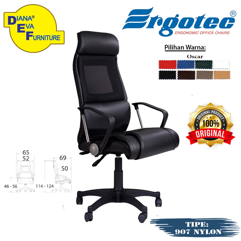 Jual Kursi Kantor Ergotec - 907 ( Kaki Nylon) | Shopee Indonesia