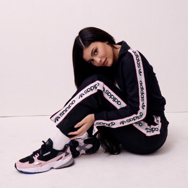 Kylie Jenner Adidas Falcon Black And Pink Shoes Womens 8 1/2US