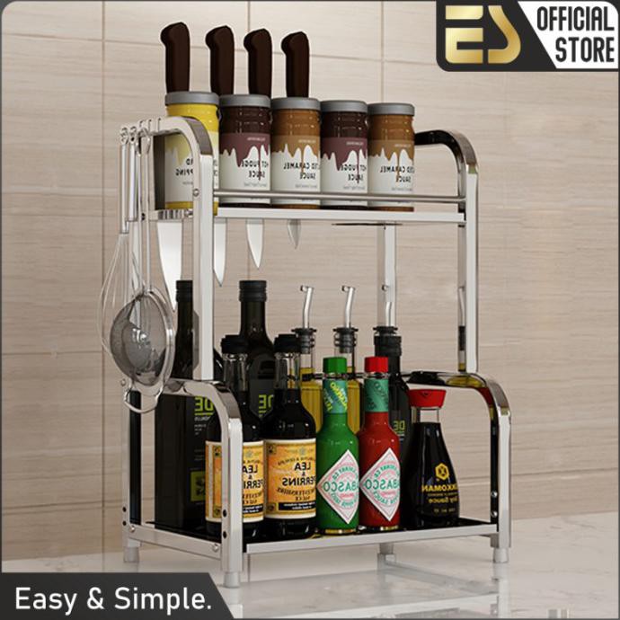 Jual ES Rak Bumbu Dapur Rak Dapur Rak Stainless Steel Rak Serbaguna - 2 ...