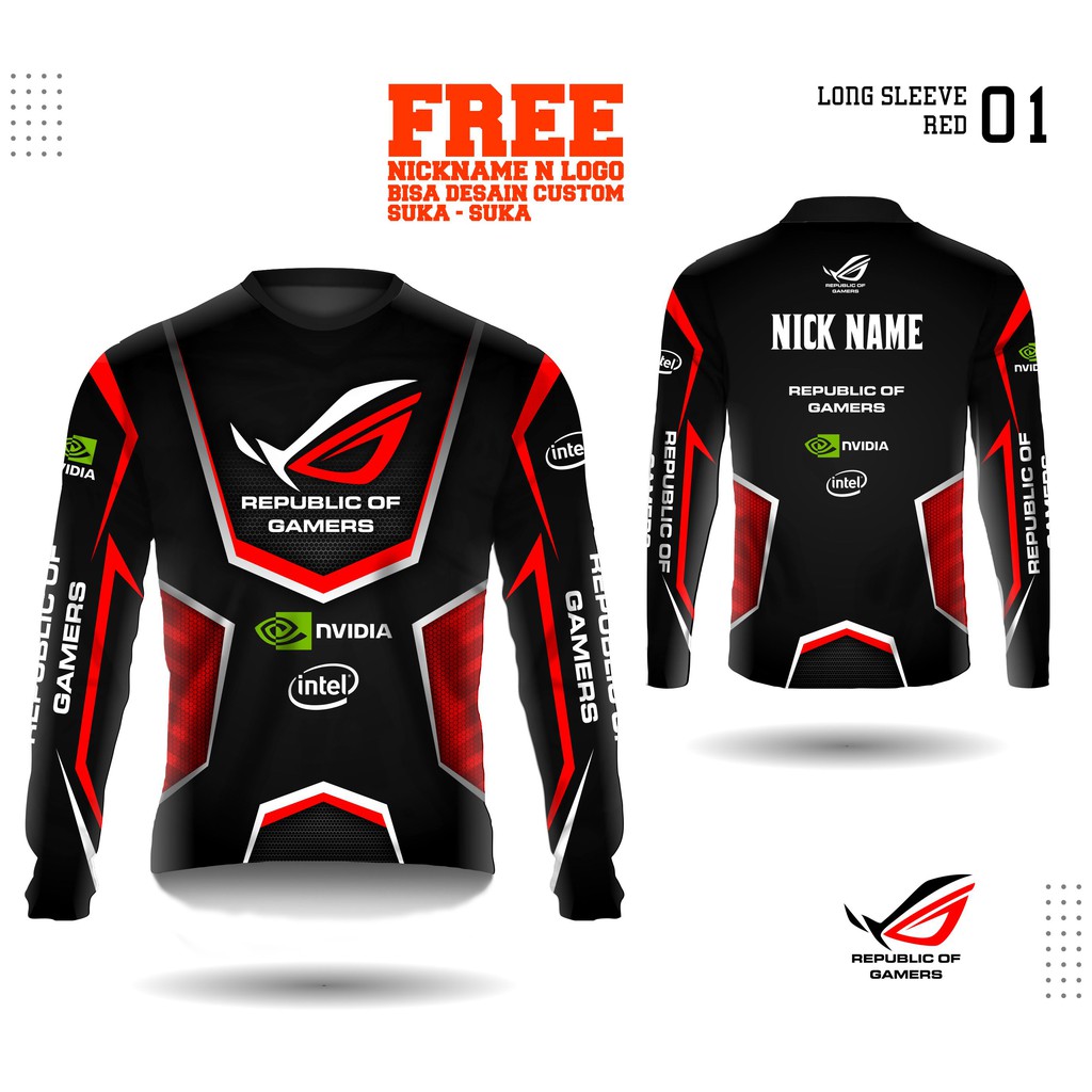 Jual Jersey E Sport Rog Baju Republic Of Gamers Kaos Asus Gamer Lengan Panjang Shopee Indonesia