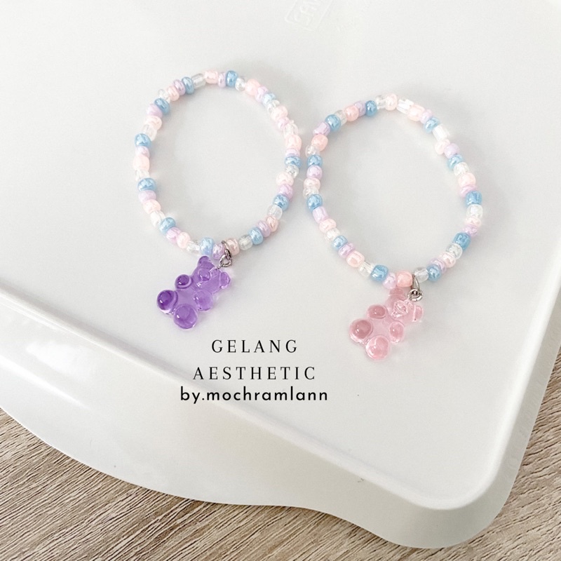 Jual GELANG MANIK BEADS RING KOREA MODEL GUMMY BEAR TRANSPARAN / GELANG ...
