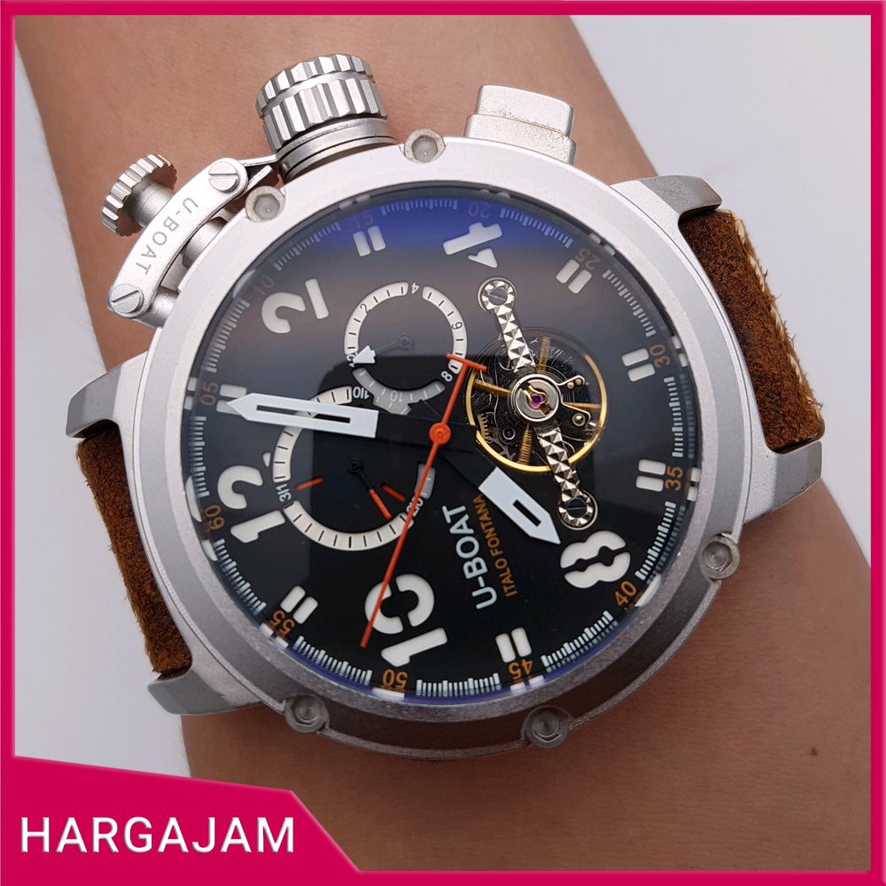 Jam Tangan Pria Automatic U boat U1849 Super Chrono by hargajam uboat cowok elegan otomatis