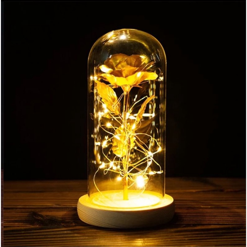 Jual Bunga Mawar Gold Lampu LED Dekorasi Beauty And The Beast Flower ...