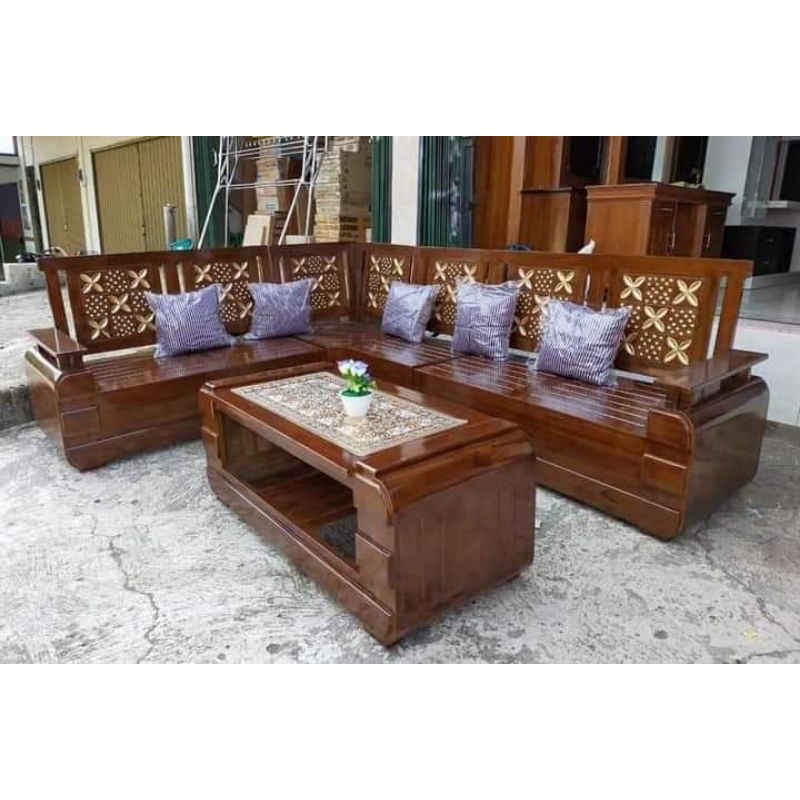 Jual Kursi sudut domini kayu jati / kursi sudut minimalis model terbaru ...