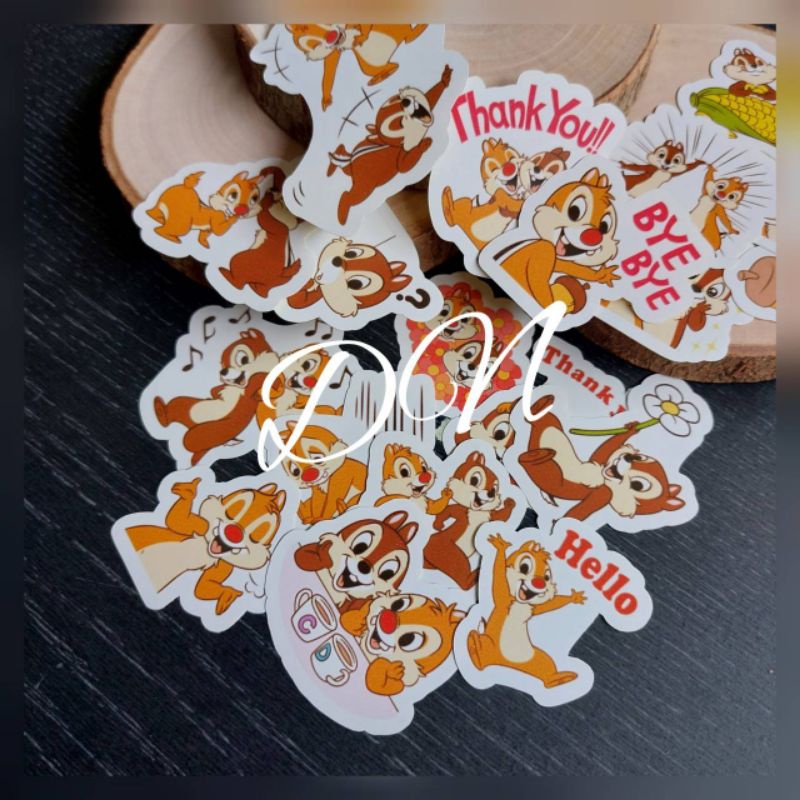 Jual Stiker kertas karakter chip dan dale 20pcs sticker kertas glossy ...