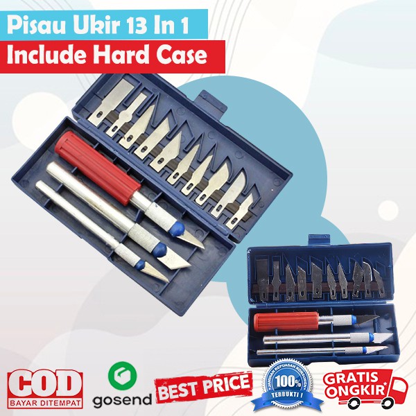 KNIFEZER Set Pisau Ukir Seni 13 in 1 Crafting Knife 3 Handle - A